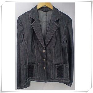 Steilmann Germany Heather Dark Grey Corset Detail Denim Fitted Blazer Like New